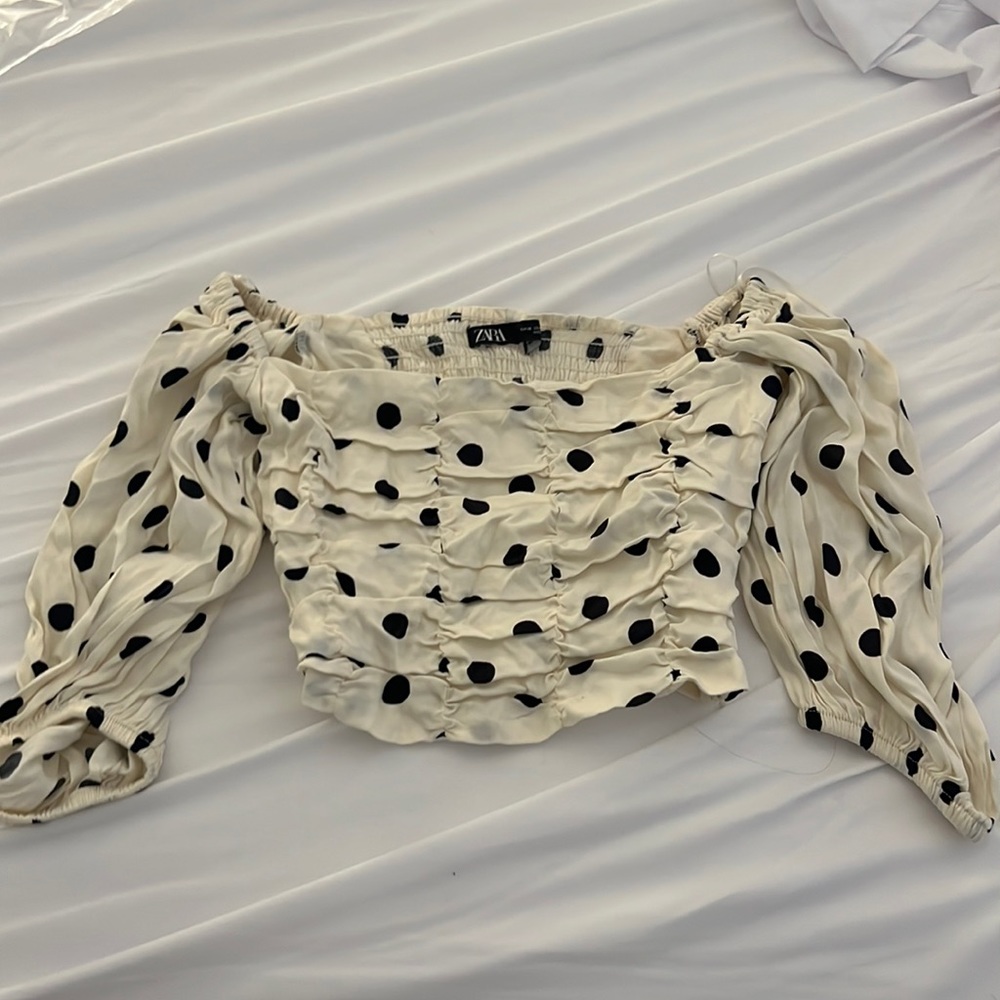 Zara off the shoulder polka dot too